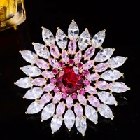 delicate temperament ladies cz zirconia flower brooch clothing pin coat corsage accessories christmas snowflake brooch for women