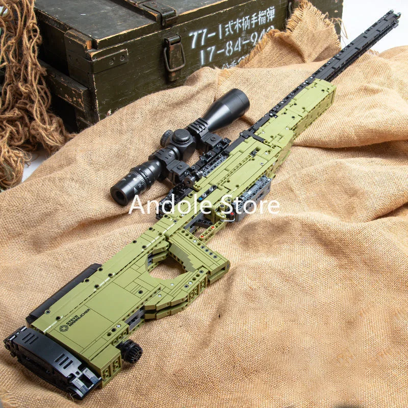 

AWM Sniper Rifle M416 Assault Building Blocks M1897 Winchester Rifle Bricks Modle Set Can Fire Bullets Gun Toys For Boys Gifts