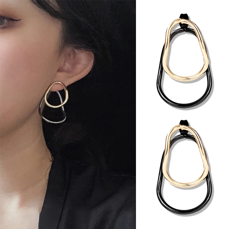 

New Korean Statement Earrings For Women Black Cute Arcylic Geometric Punk Dangle Drop Earings Round Brincos 2021Fashion Jewelry