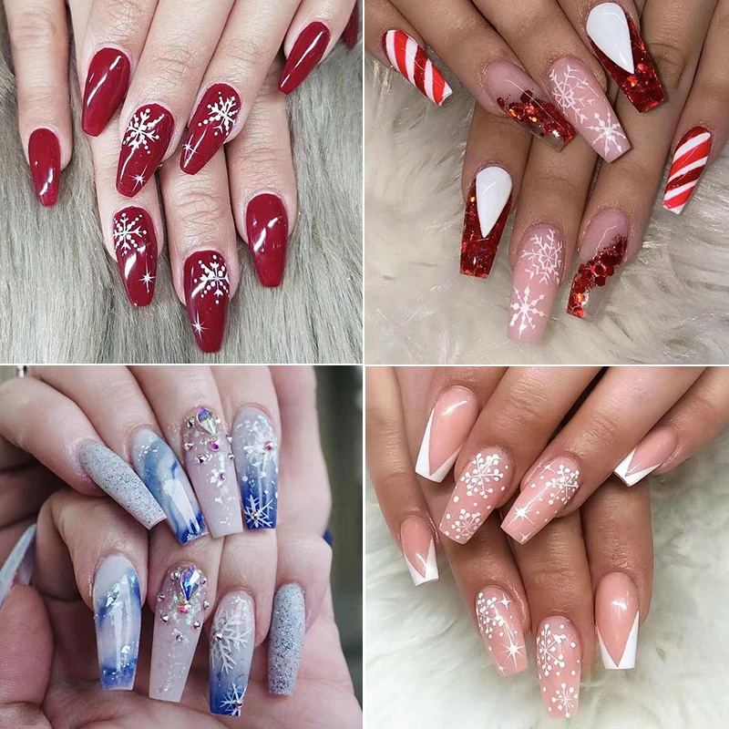 New Year Nail Art Sticker Set Colorful Luminous 3D Snowflake Elk Santa Claus 2021 Christmas Decorations | Красота и здоровье