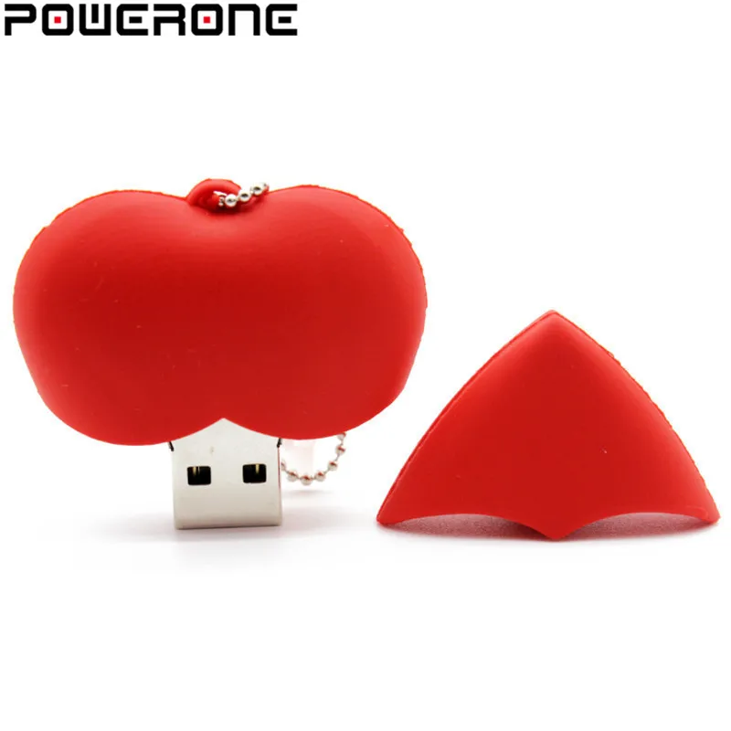 POWERONE Red heart usb флешка пластиковая Флешка 4 ГБ 16 32 64 флеш накопитель pendriver флэш диск