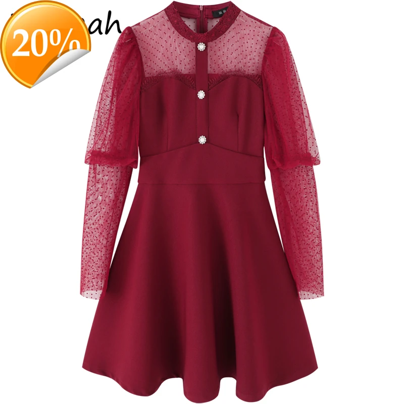 

2021 New women Spring Fashion Runway Party A-Line Dress lantern sleeve Tall ladies Thin Short dresses Vestidos