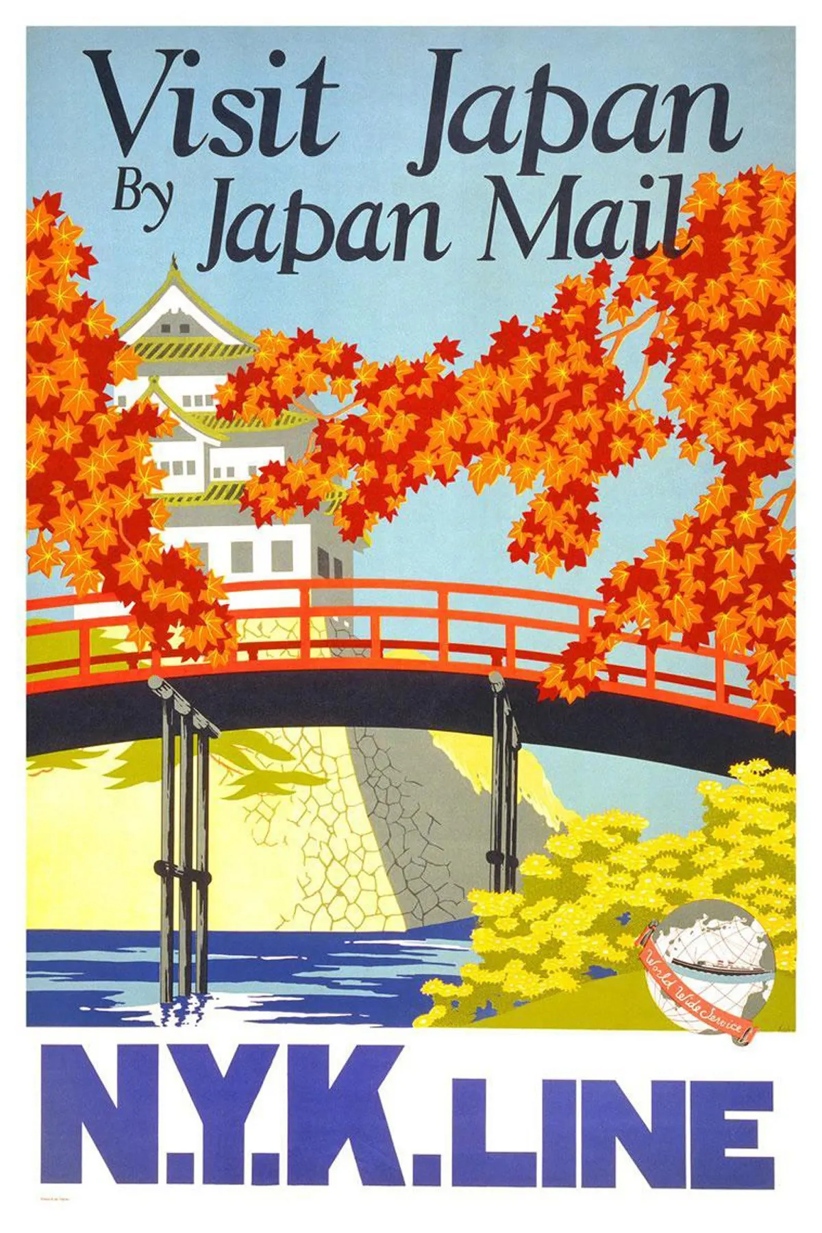 

400X300MM NYK-Line-Visit-Japan-by-Japan-Mail-Yoshi-1930 jumbo fridge magnet SFM-0540