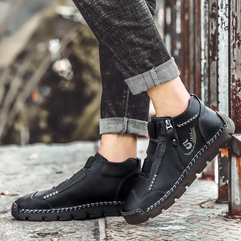 

Spring Mens Boots Ankle Shoes New Microfiber Man Shoes Comfortable Fashion Outdoor Sports Male Footwear Sneakers Men Boot