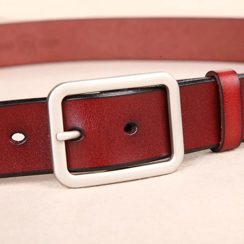 

White Leather Belts For Women's Belts Waist Sliver Metal Buckle Strap For Ladies Jeans Wild Black Belt 95cm