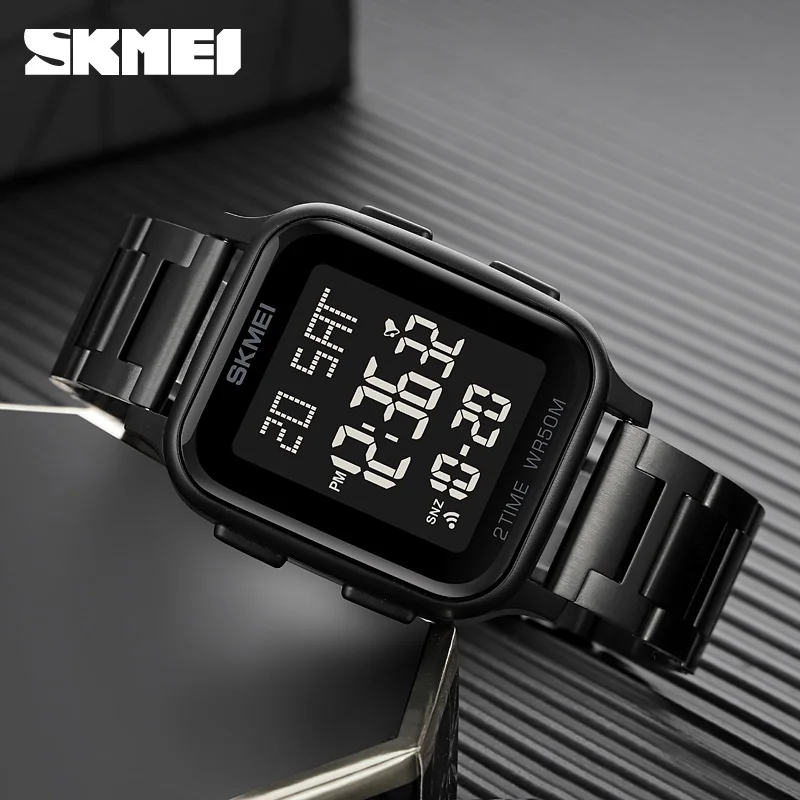 SKMEI Men's Watches 2 Time Digital Movement Watch Sport Countdown Clock 50M Waterproof Led Light Wristwatch Reloj Hombre