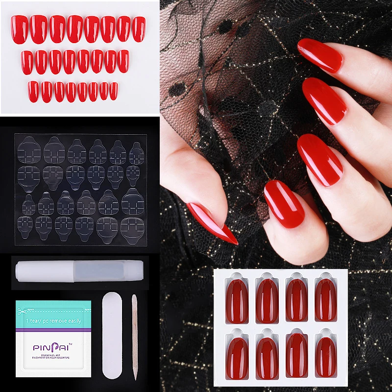 24Pcs Reusable False Nail Tips for Decoration With Designs Press On Fake Nails Long Lasting Nail Art Tools Fake Nails Tips
