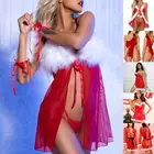 Женское сексуальное ночное белье Ночное рождественское платье размера плюс белье, с сеткой, перспективное, соблазнительная ночная нижнее белье, одежда для сна