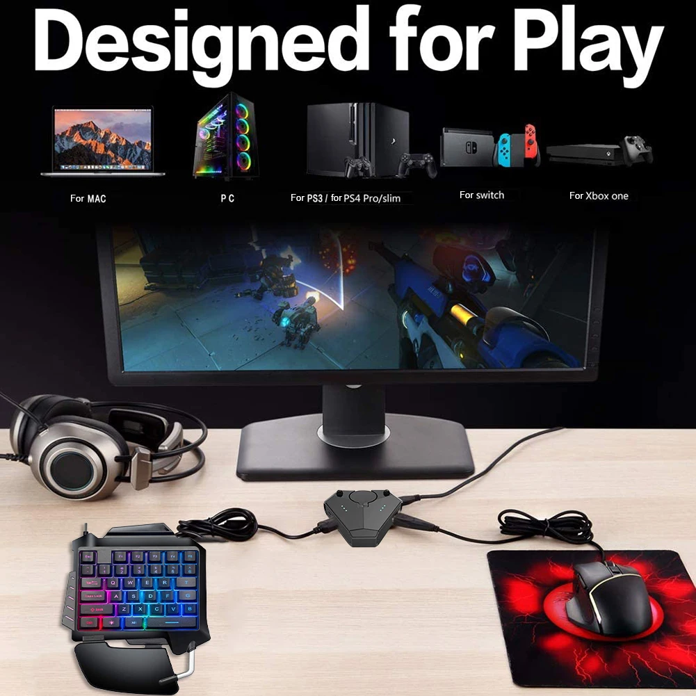 

Gaming Keyboard Mouse Set 3 in 1 Multifunctional Durable Mobile Gamepad Controller Keyboard Mouse Converter Kit
