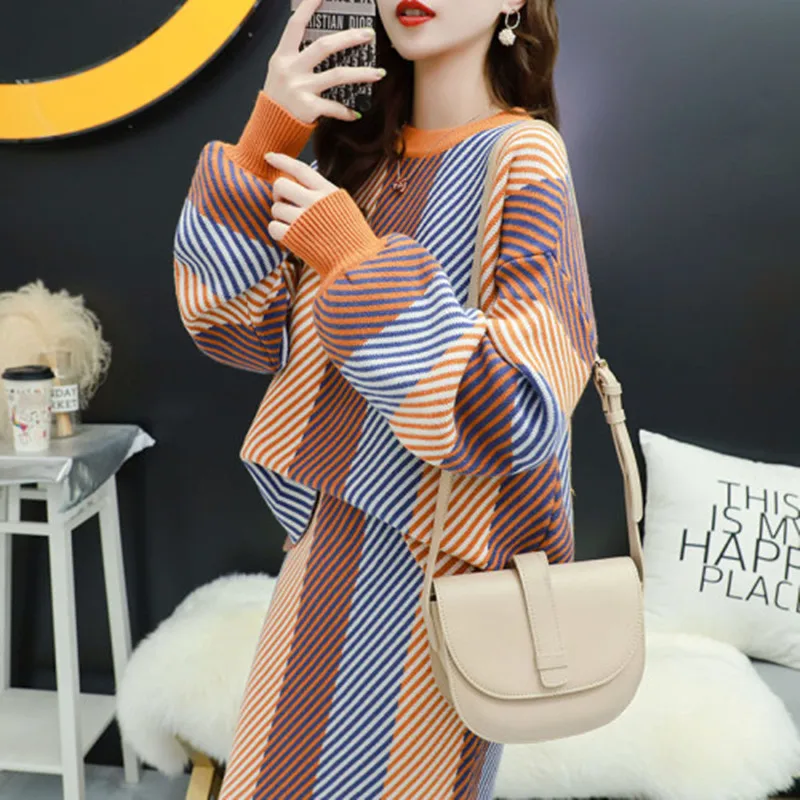 Новинка комплект из 2 предметов Женский с юбкой осенний рукавами фонариками