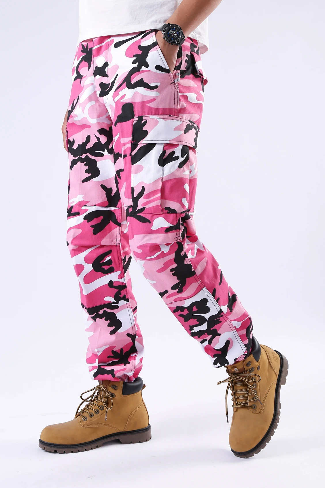 Pink Camo Мужские военные армейские штаны BDU, уличные модные повседневные рабочие охотничьи брюки-карго на молнии - Цвет: Pink Camo
