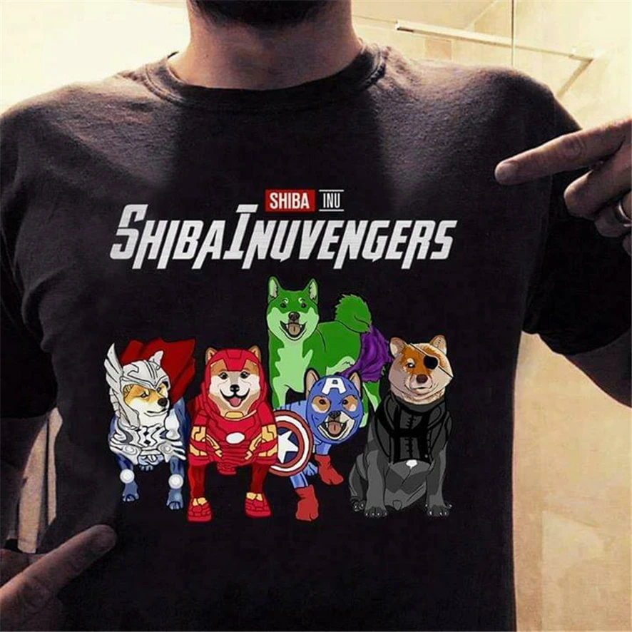 Shibainuvengers Шиба ину Мстители Endgame футболка Черная Хлопковая мужская S-6Xl Ретро | Мужские футболки -4000173089211