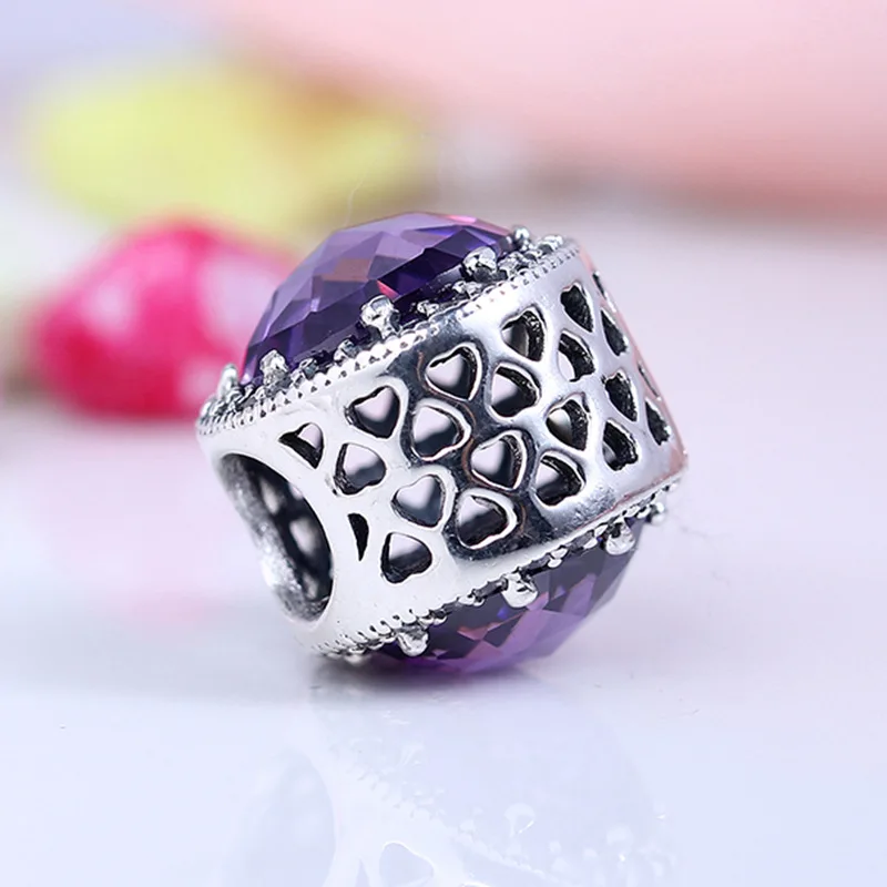 

Pandach 100% Real 925 Sterling Silver Purple Grass Beads Charms Fit Original Design Bracelet DIY Jewelry For Women 1006