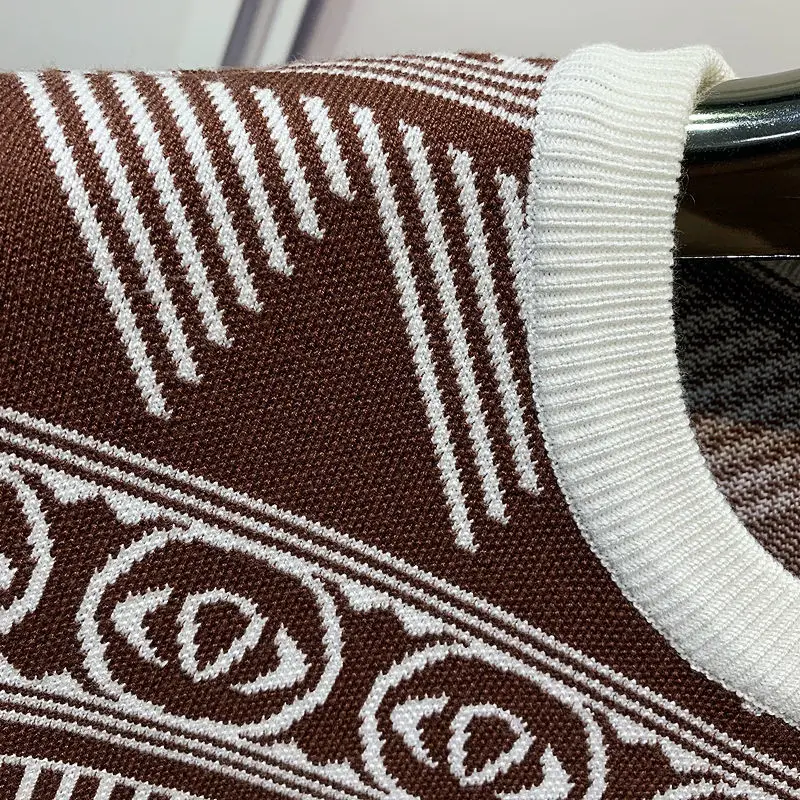 Осень-Зима Новая трикотажная одежда Мужской Жаккардовый свитер с коротким