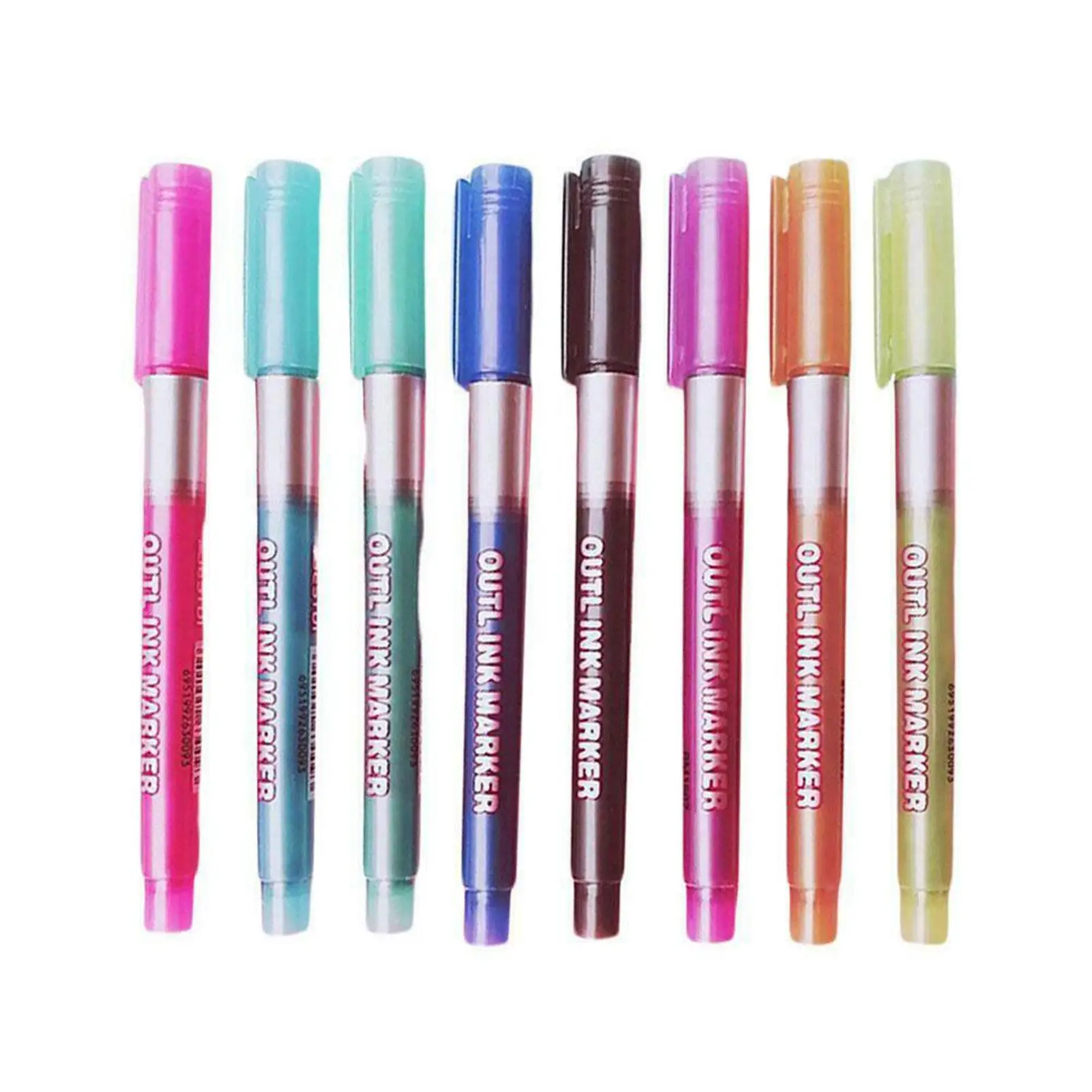 

8Pcs/ Set Double Line DIY Highlighter Outline Draw Marker Fluorescent Pen Stationery Art Marker 8 Colors