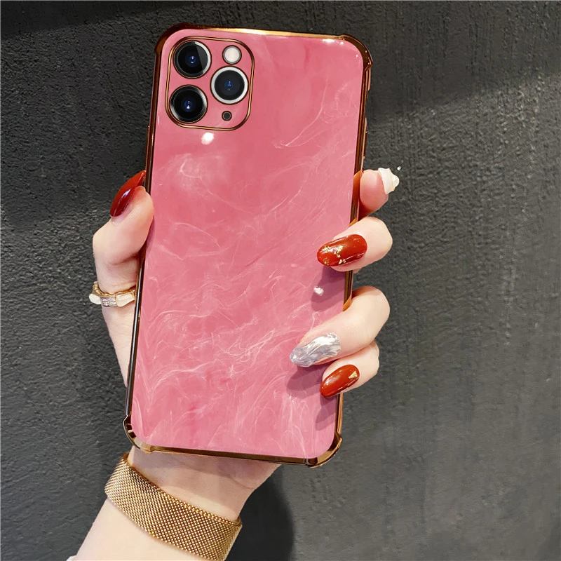 

Luxury Cute Plating Marble Silicone Phone Case For iPhone 11 Pro Max XSmax XR XS 8 7 Plus Ultra-thin Shockproof Protection Cover