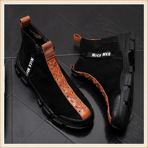 Cow Suede Upper Модная мужская обувь, дышащие мужские теннисные туфли, мужские желтые кроссовки хип-хопа 3#12/15E50 - Цвет: Cow Suede Upper