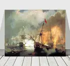 Иван Айвазовский-русские в наварино-постер на холсте-Морской бой 12x8 дюймов; Холст Плакаты и принты декор стен