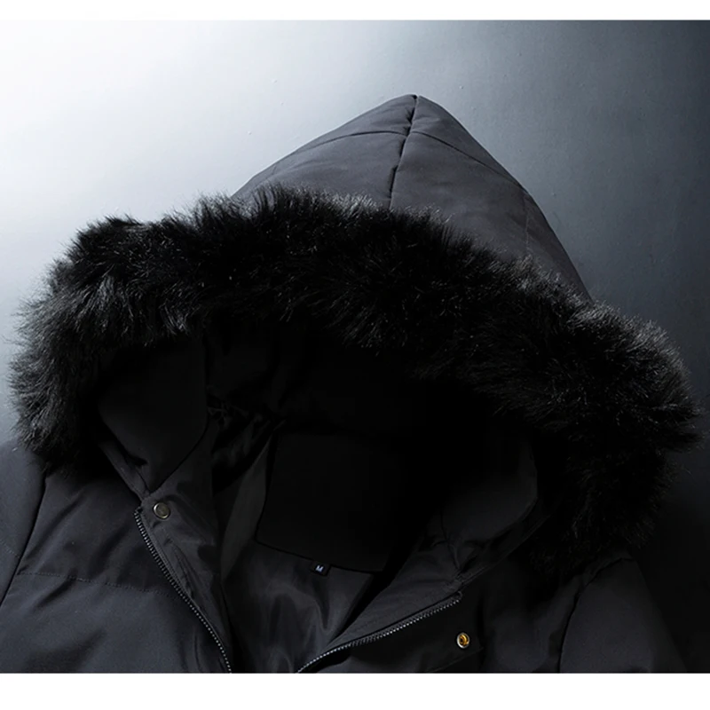 Thick Winter Mens Long Jacket Hooded Male Parkas Coat Casual Print Cotton Jackets Men Clothing Warm Zipper Jacket Man -15 Degree