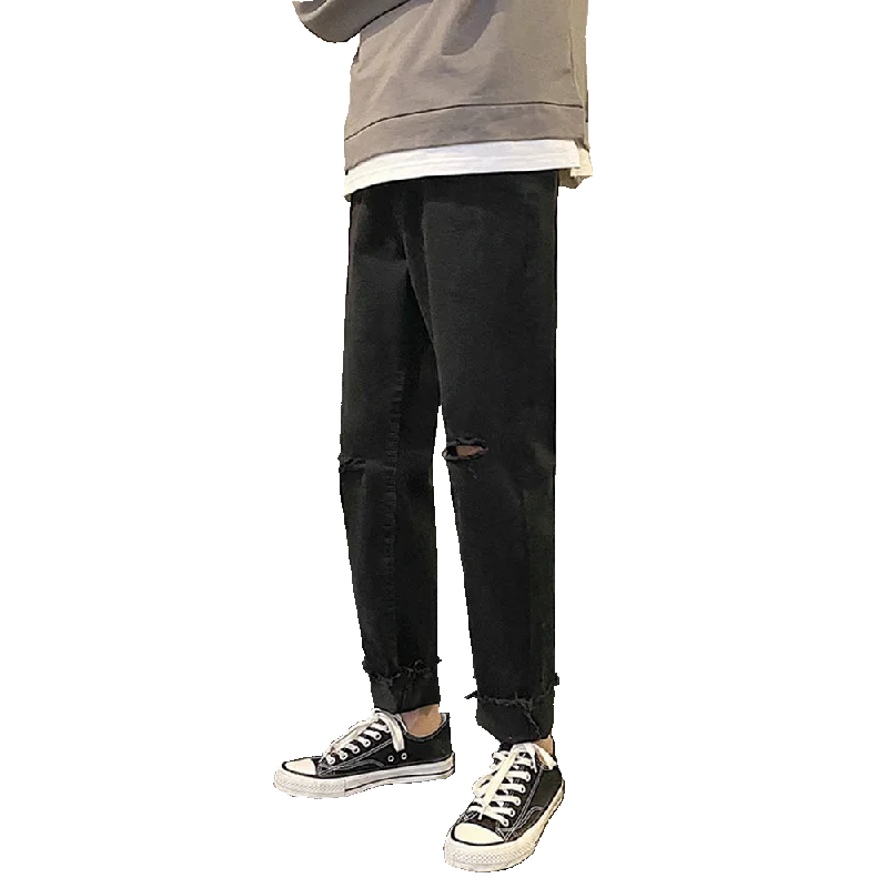

2020 spring and summer jeans men's fashion classic pants denim plus size hole high quality authentic stretch slim trousers