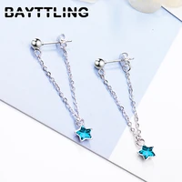 bayttling silver color 35mm long tassel star drop earrings for woman fashion glamour wedding jewelry gift couple