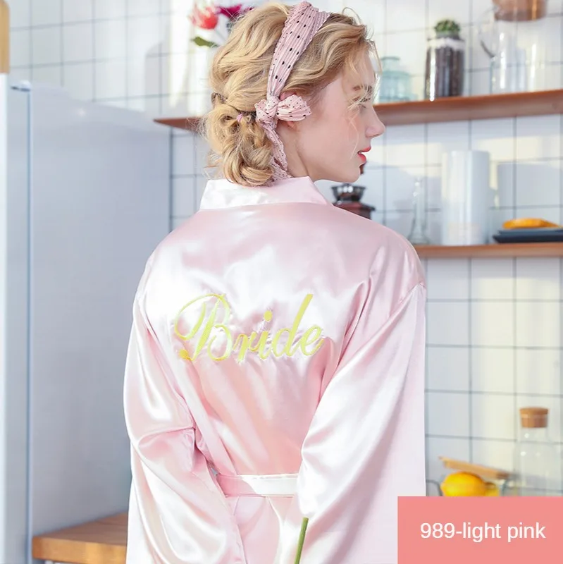 Шелковые халаты для женщин банный халат с буквенной вышивкой подружки невесты
