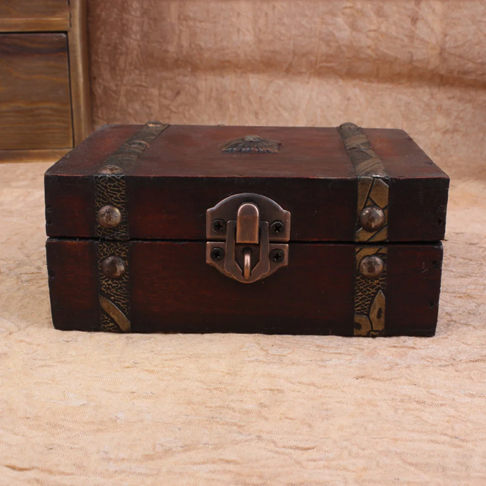 Retro Design Wooden Lock Catch Jewelry Gift Storage Box Container Sundries Organizer Large Capacity Jewelry Storage Case