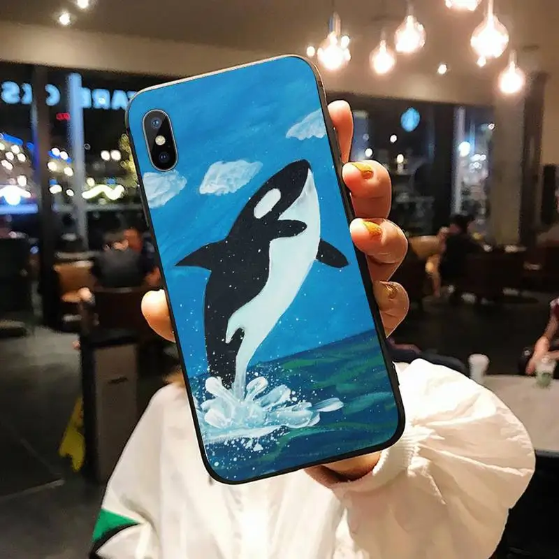 

Killer Whale Orca Watercolor animal Phone Case for iPhone 11 12 pro XS MAX 8 7 6 6S Plus X 5S SE 2020 XR