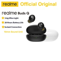realme buds q tws earphones ture wireless bluetooth 5 0 open up auto connection 20h battery life charging box ultra light 3 6g