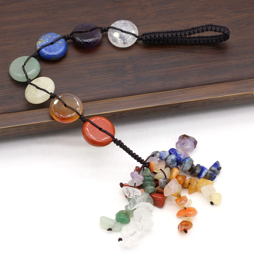 

New Style Decorations Natural Stone Reiki Healing Seven Chakra Spirit Pendulum Pendant Lucky Gift For Bedroom Car Decorations