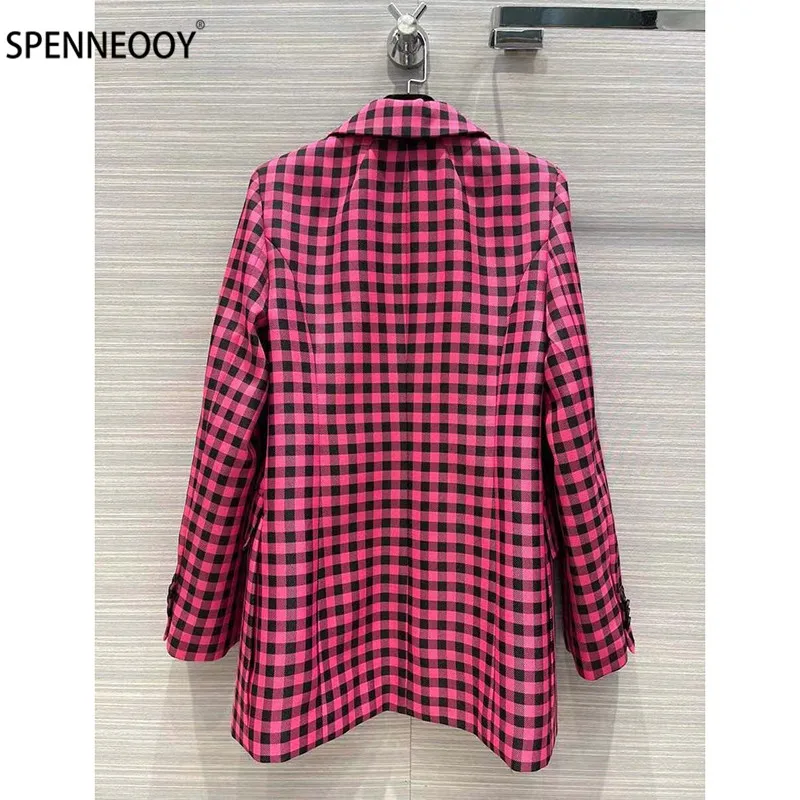 SPENNYMOOR 2021Designer Brand Fashion Office Lady Plaid Blazer Jackets Women Long Sleeve Single-Breasted Overcoat Outwear