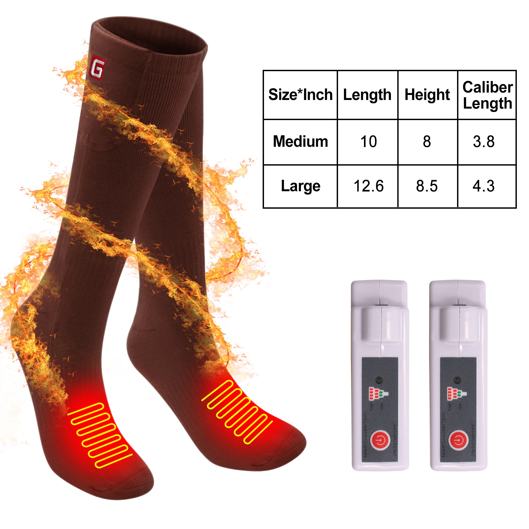 Женские и мужские зимние теплые носки с подогревом перезаряжаемой литий ионной