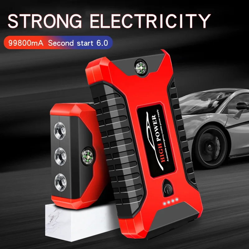 99800mah12v car jump starting booster portable usb charger car emergency start power bank supply battery charge car start supply free global shipping