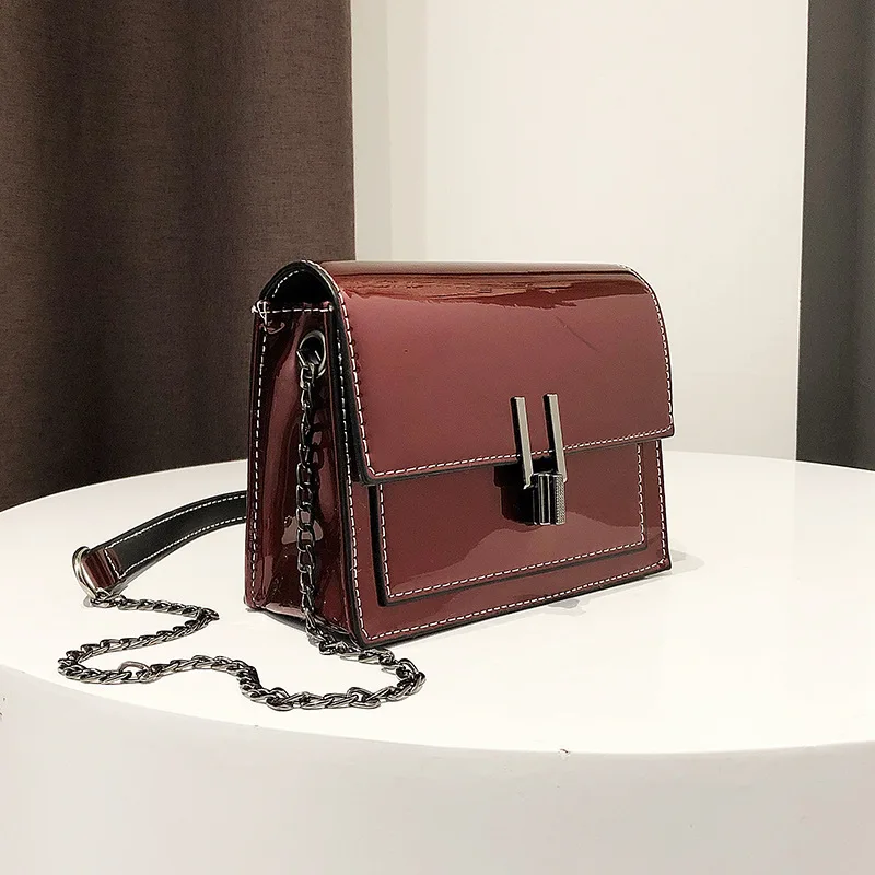 Корейская мода лакированная кожа зеркальная маленькая квадратная сумка на одно