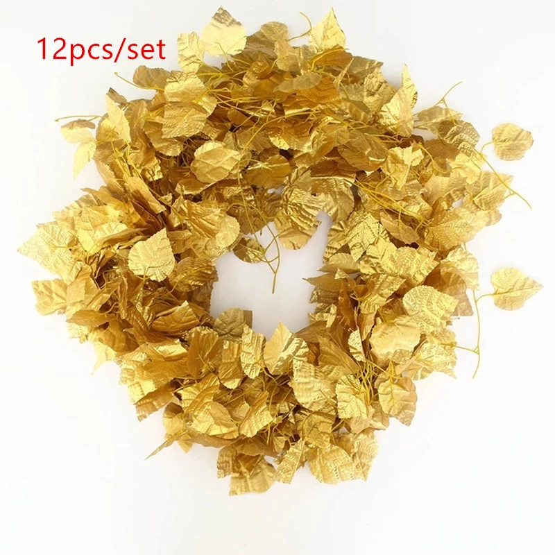 Искусственные золотистые зеленые виноградные листья подвесные Зеленые