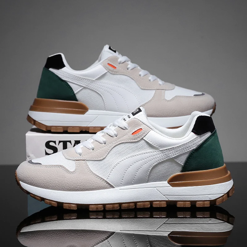 

Mens Casual Shoes Men Leather Sneakers Breathable Mesh Men Casual Sports Shoes Fashion Platform Shoes Outdoor Walking Shoes