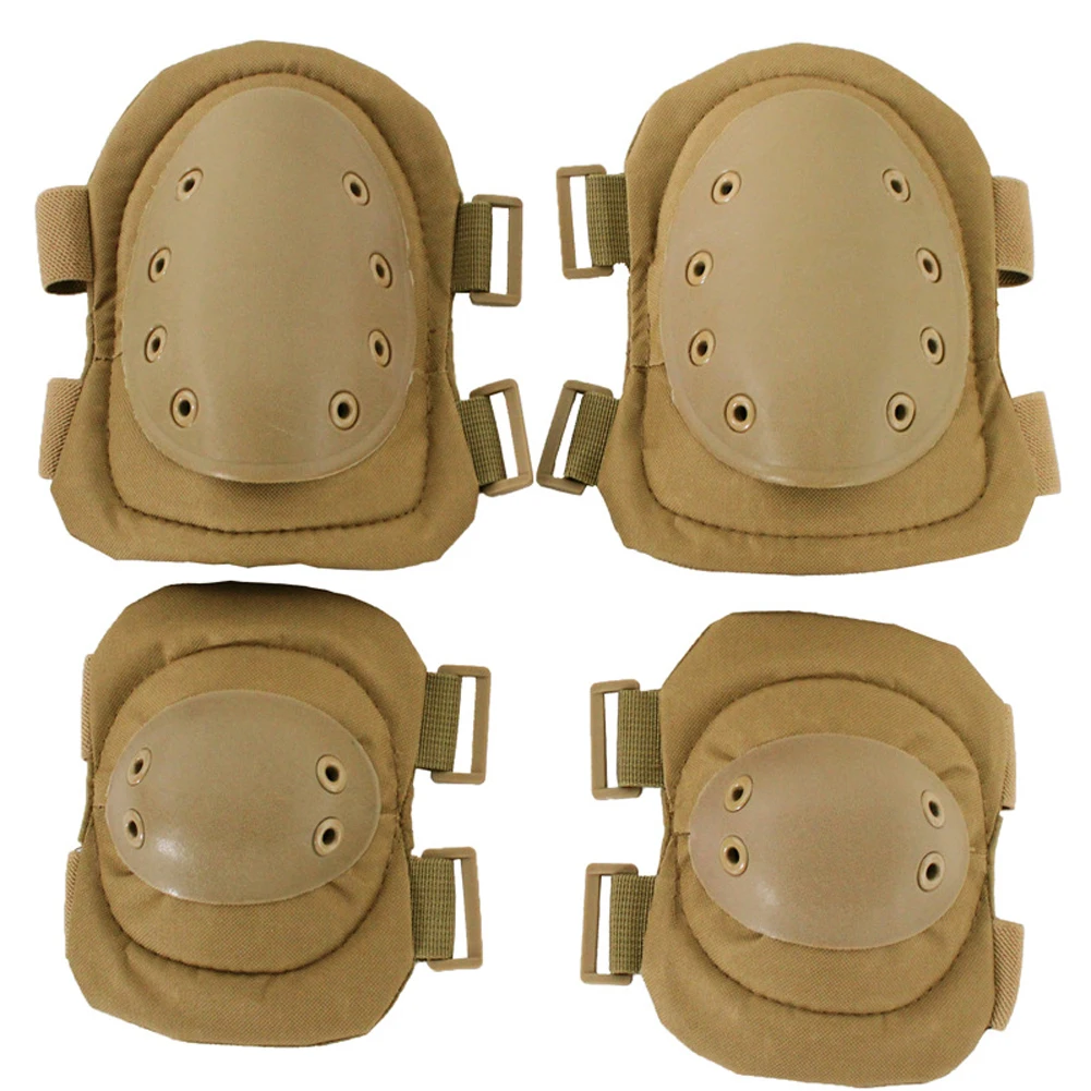 4pcs Outdoor Sports Adult Protective Pad Set Anti Collision Adjustable Straps Soft Shell Hiking Knee Elbow Mountaineering| |