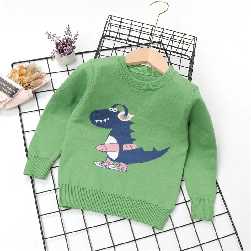 

Spring Autumn Sweaters for Boys Lovely Cartoon Dinosaur Knitwear Long Sleeve Warm Children Clothing