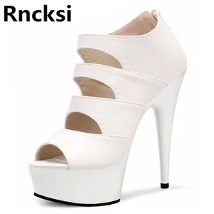 Rncksi New Women Sexy Ankle Straps Sandals Wedding Party Pole Dance Shoes 15cm High Heels Sandals With 5cm Platform Shoes