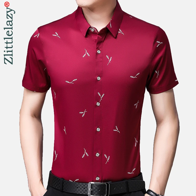 

2022 Short Sleeve Men Social Shirt Summer Streetwear Casual Luxurious Shirts Dress Mens Slim Regular Fit Clothes Fashions 4553