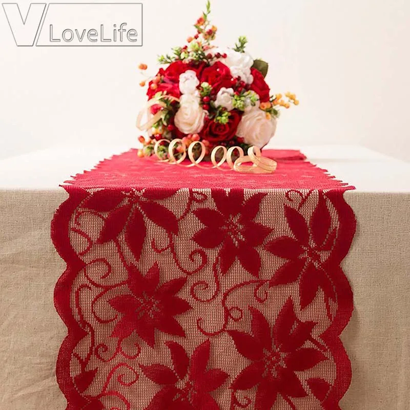 Кленовый лист кружева цветок скатерть дорожка столы Ткань Свадьба кухня