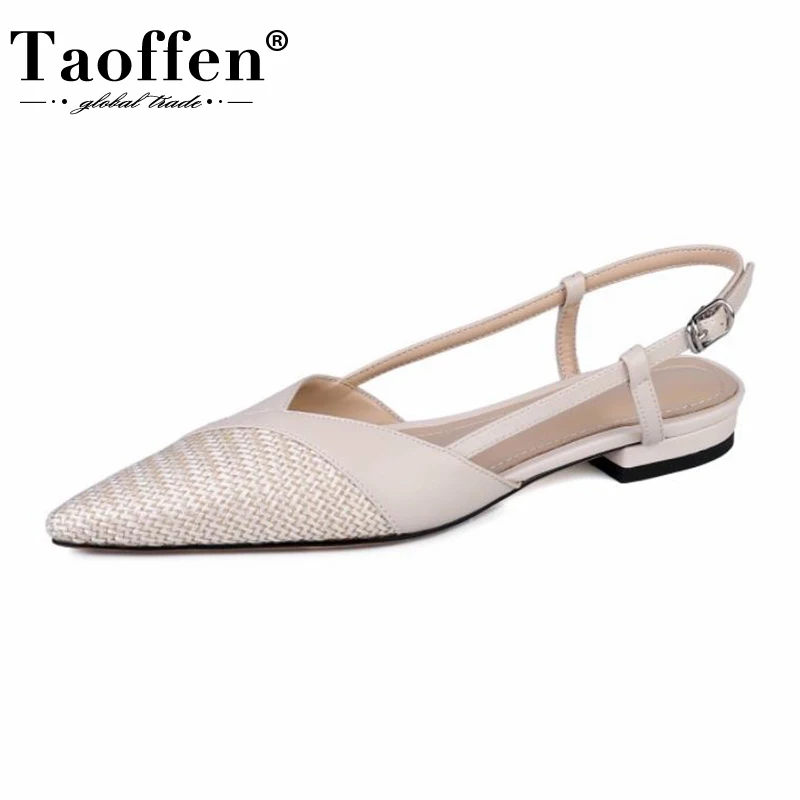 

TAOFFEN/новые женские летние сандалии из натуральной кожи; Лоскутная обувь для женщин; Модная повседневная обувь; Женская повседневная обувь; Р...