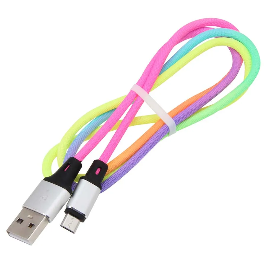 

50pcs/lot 1m Fast Charging Colorful Phone USB Charger Data Transfer Wire Line Cord Cables For iPhone Huawei Samsung