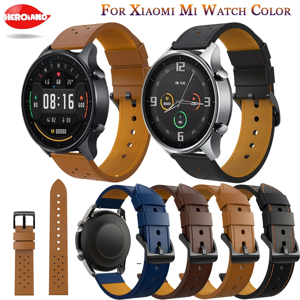 

New For Xiaomi MI Watch Color Strap Genuine Leather Band 22mm Watch Strap Bracelet Watchband Wristband For MI Watch Color Sport