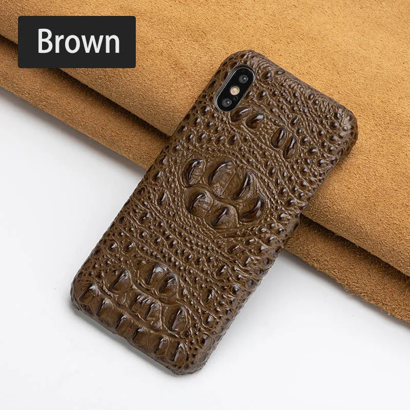 Brown Head Роскошный чехол для телефона из воловьей кожи для iPhone Xr 6 6s 7 8 Plus X Xs Max, чехол с текстурой крокодиловой задней панели для 6p 6s p 7p 8p - Цвет: Brown Head