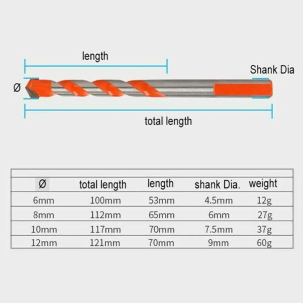 

5Pcs Drill Bits Ceramic Glass Hard Alloy Multifunctional Triangle Handle