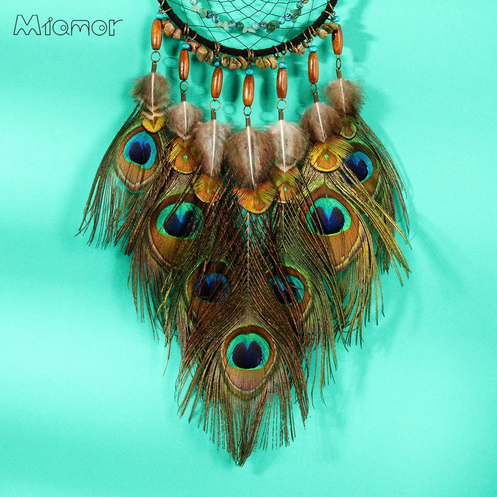 MIAMOR Ловец снов с павлиньими перьями декор для детской комнаты свадьбы и дома