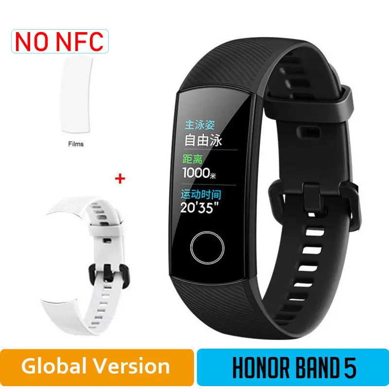 HONOR Band 5 NFC браслет умный кислород крови несколько циферблатов активности пульсометр фитнес трекер сна шагомер глобальная версия - Цвет: GLBlack5moW