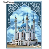 diamond embroidery mosque diamond painting full square round religion pictures of rhinestones crystal mosaic decor art fs7309