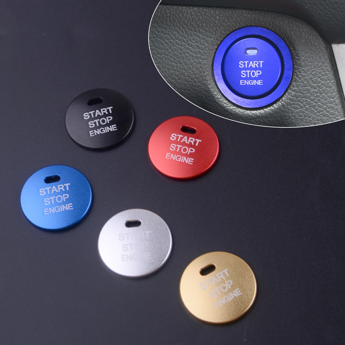 

CITALL Red/Silver/Black/Blue/Gold Engine Start Stop Push Button Trim Cover Fit For Hyundai Elantra MD Sonata i45 YF 2011-2014